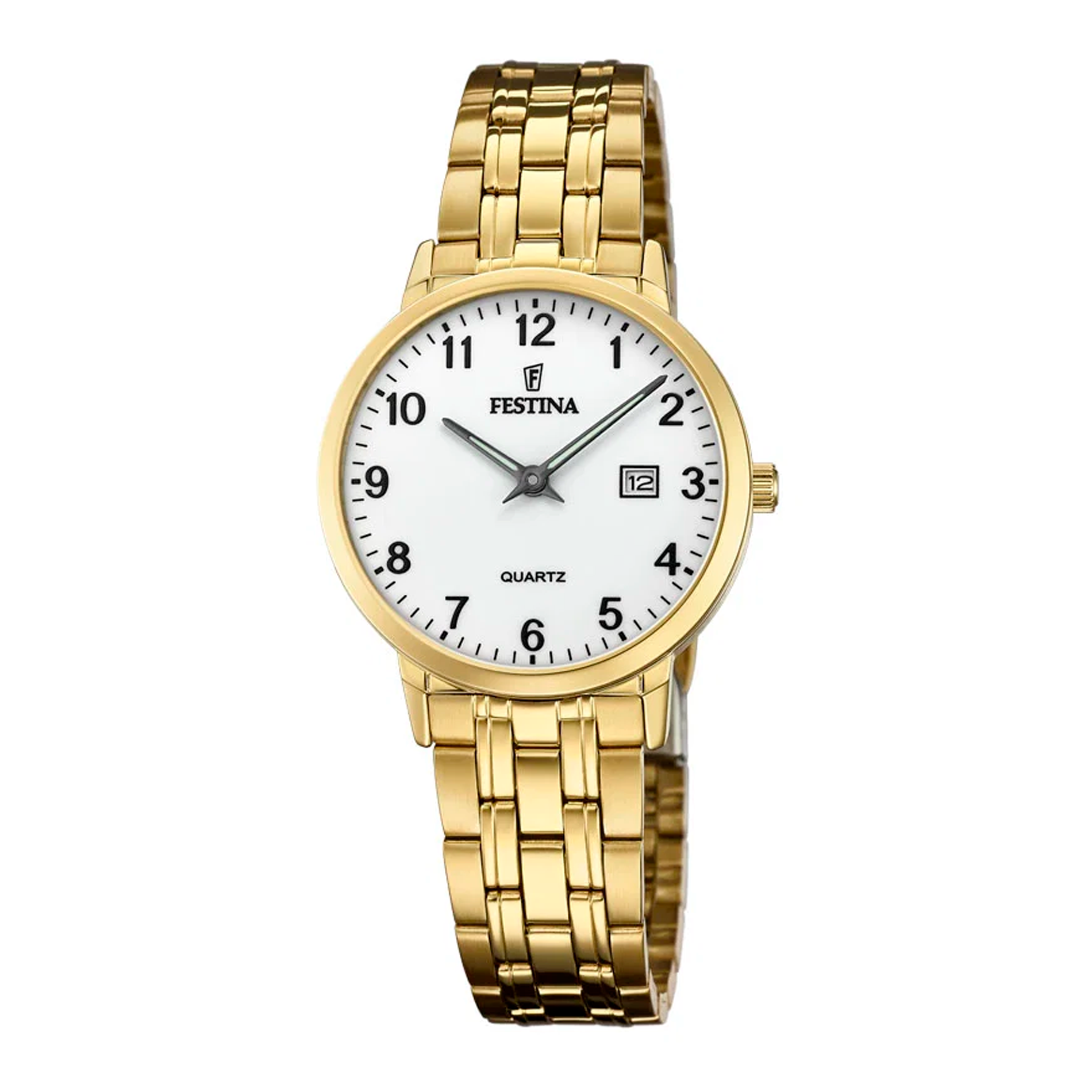 Festina D. Classic Double dameur 30 mm F20514/1 med hvid urskive og guldfarvet stållænke