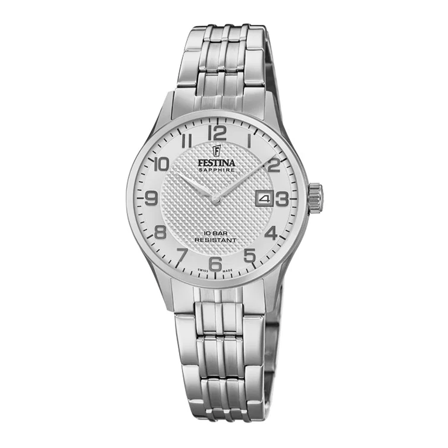Festina dameur F20006/1 i rustfrit stål med sølvfarvet urskive.