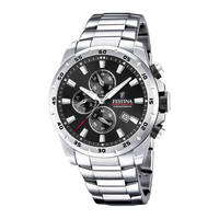 Festina H. Chrono 100 m herreur 45 mm F20463/4 med sort urskive, kronograf og stållænke