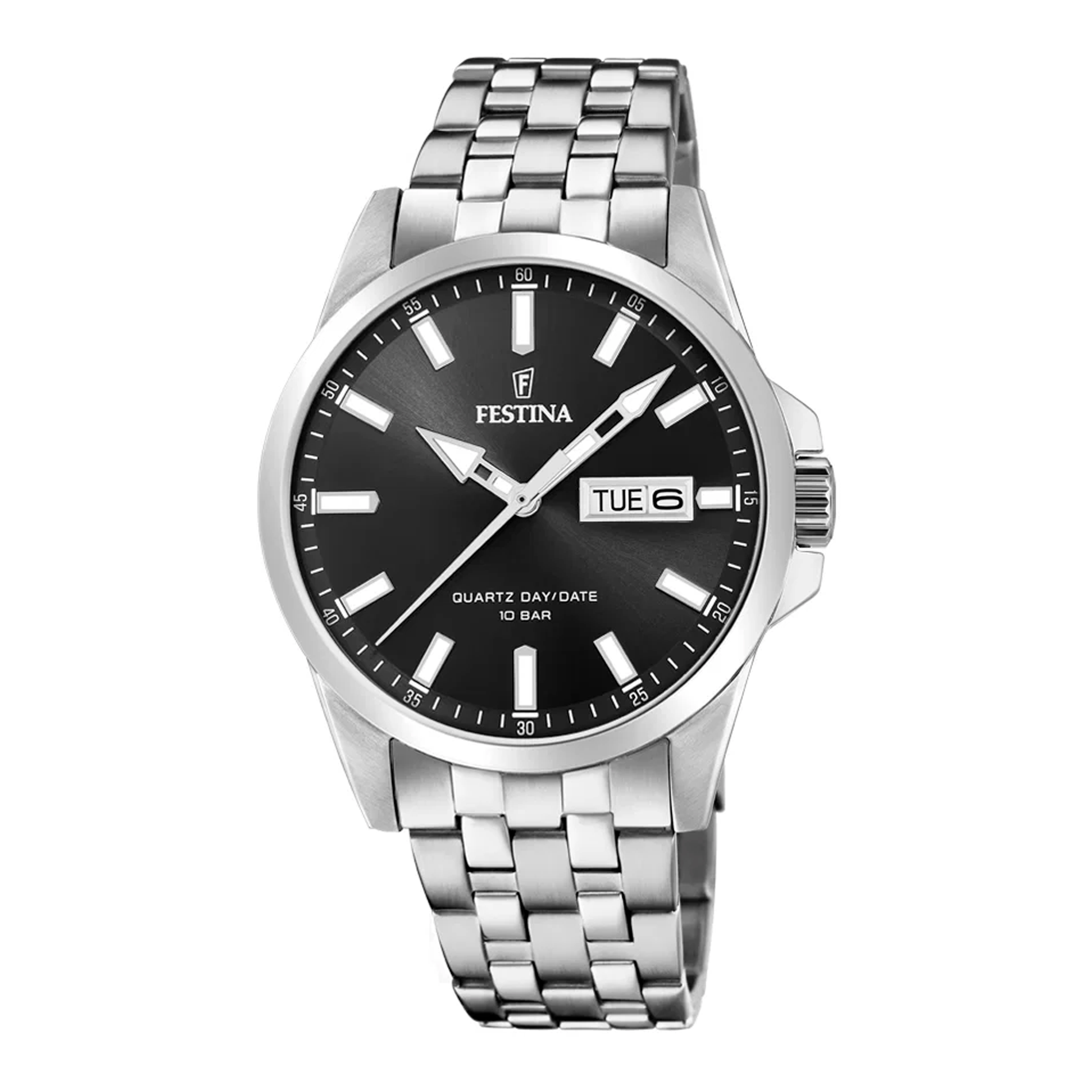 Festina H. Dag/Dato herreur 41 mm F20357/4 med sort urskive, dag- og datovisning samt stållænke