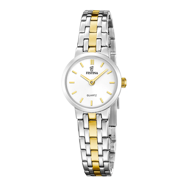 Festina Mademoiselle dameur 23 mm F20747/1 i bicolor rustfrit stål med hvid urskive