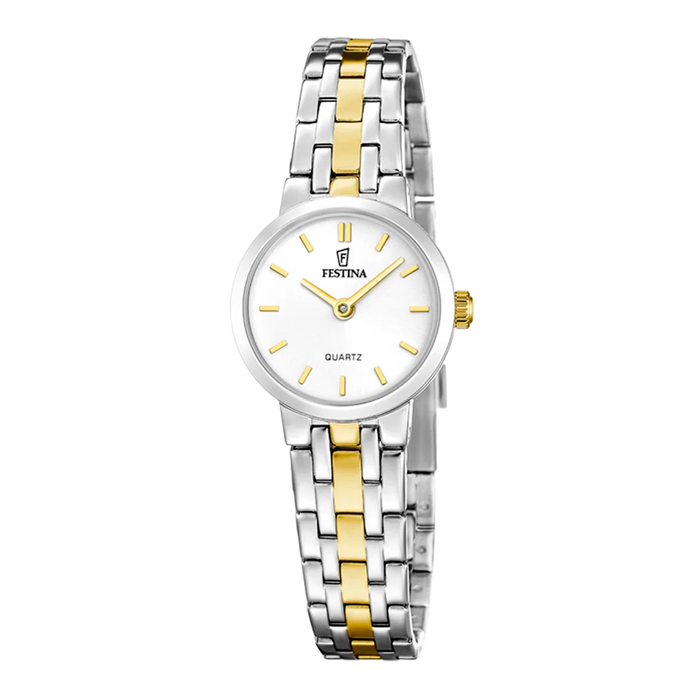 Festina Mademoiselle dameur 23 mm F20747/1 i bicolor rustfrit stål med hvid urskive