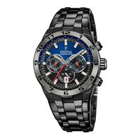 Festina Special Edition 2024 herreur 45 mm F20673/1 med sort PVD stållænke, blå urskive og kronograf