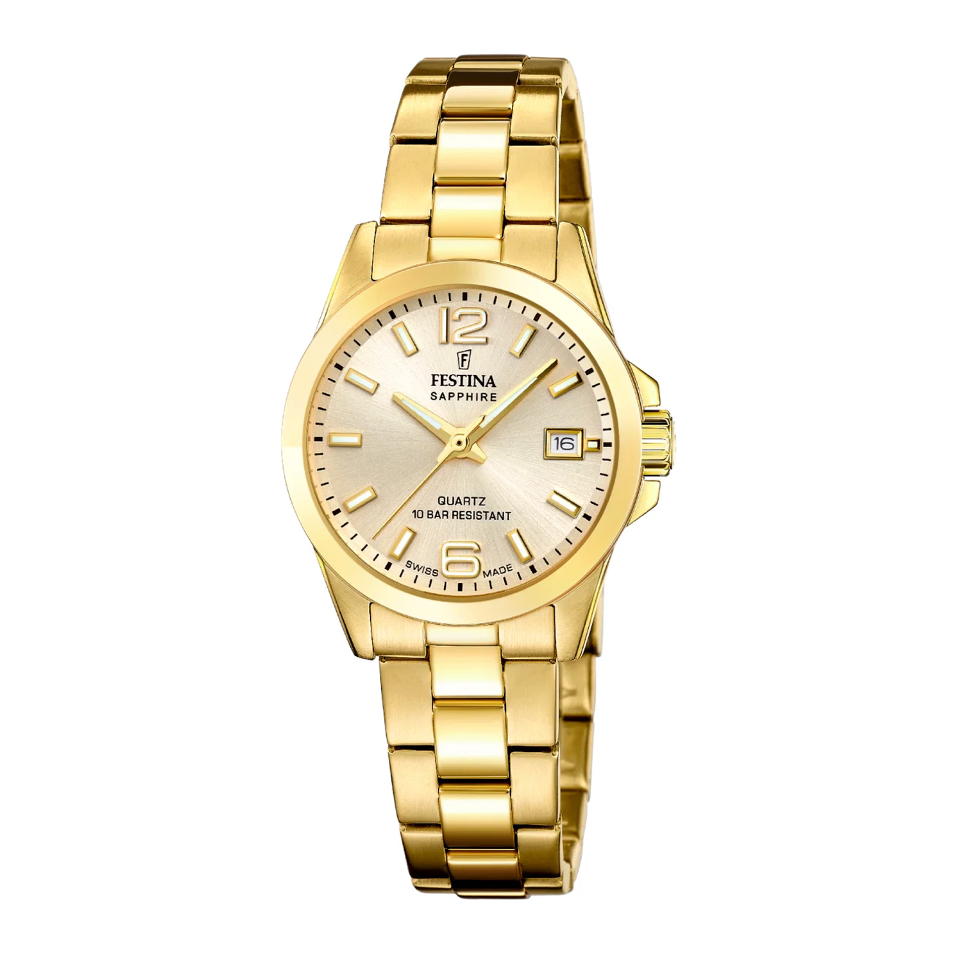 Festina Swiss Made dameur F20050/2 i forgyldt rustfrit stål.