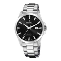 Festina Swiss Made i stål med sort skive Ø41 mm