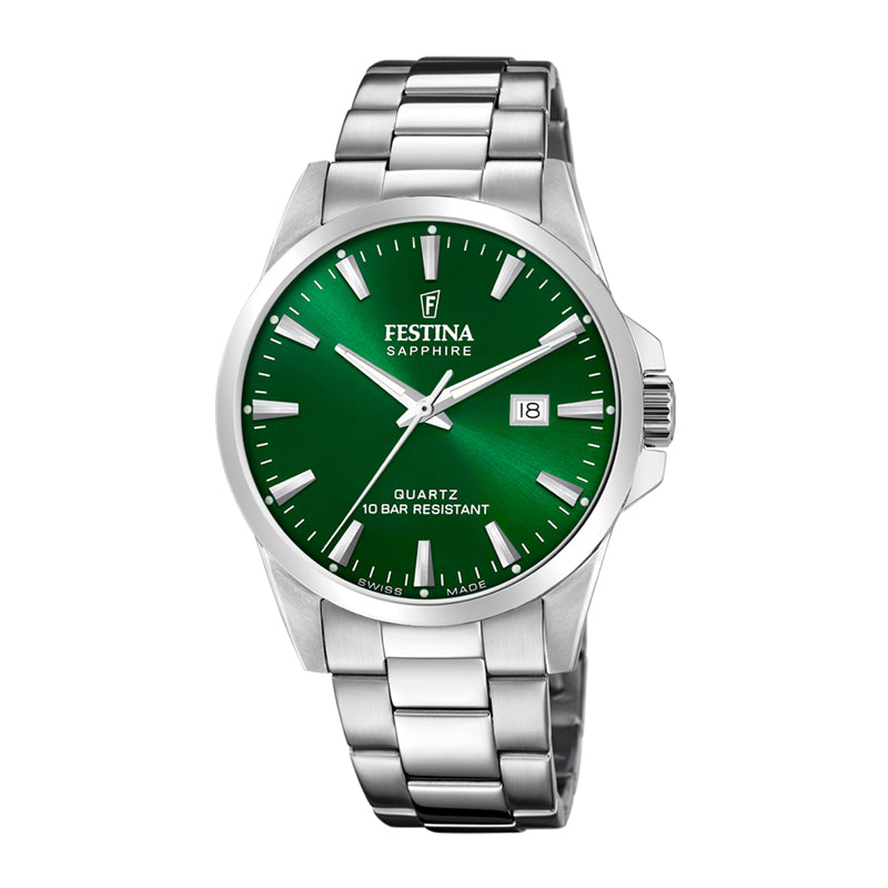 Festina Swiss Made i stål med grøn skive