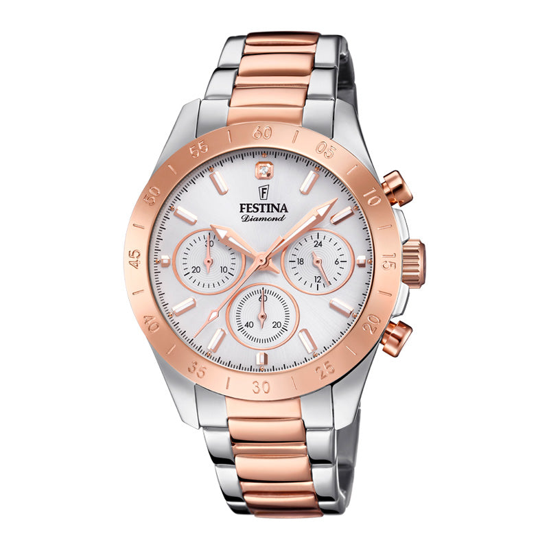 Festina Diamond i stål- og rosegold Ø38,5 mm