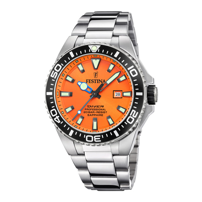 Festina Diver i stål med orange urskive