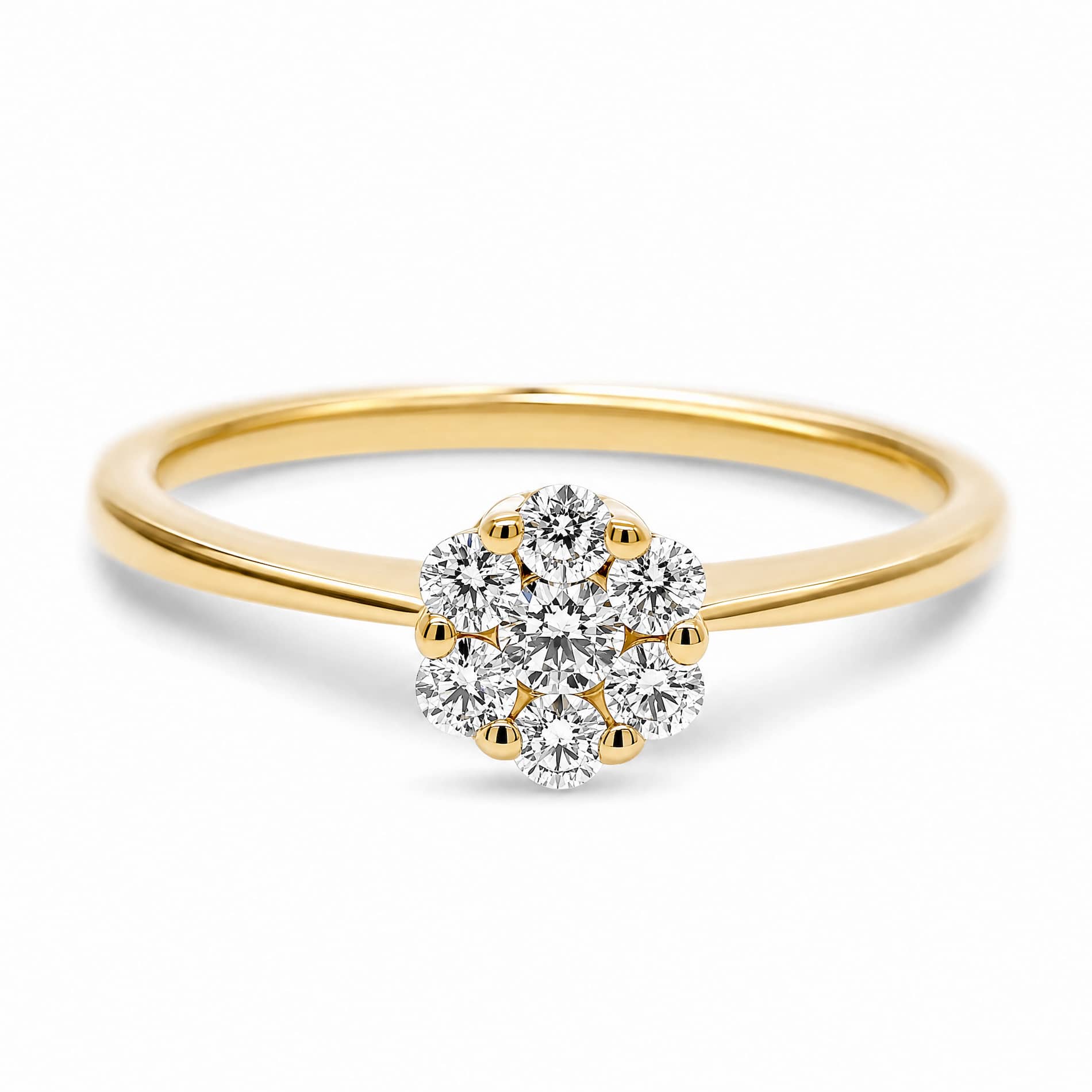 Fleur ring i 18 karat guld med syv brilliantslebne diamanter