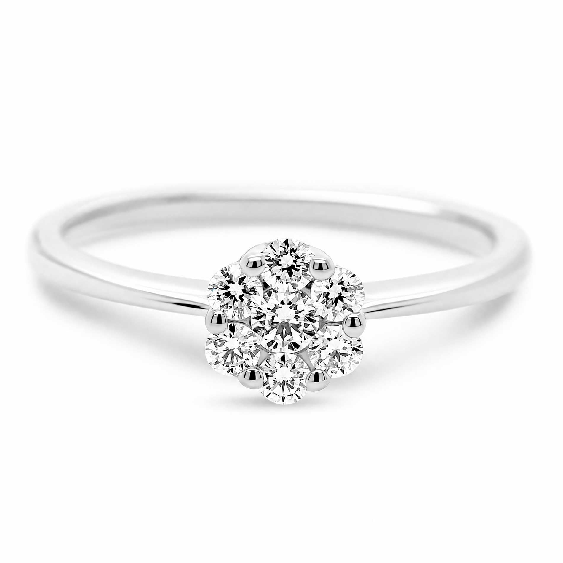 Fleur ring i 18 karat hvidguld med syv hvide diamanter på 0,29 carat