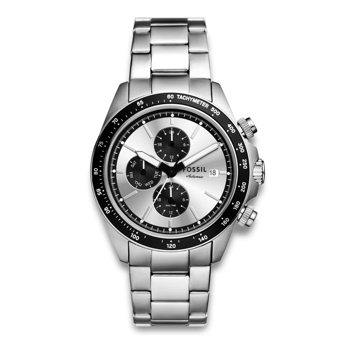 Fossil Autocross herreur 42 mm FS6124 i rustfrit stål med sølvfarvet urskive