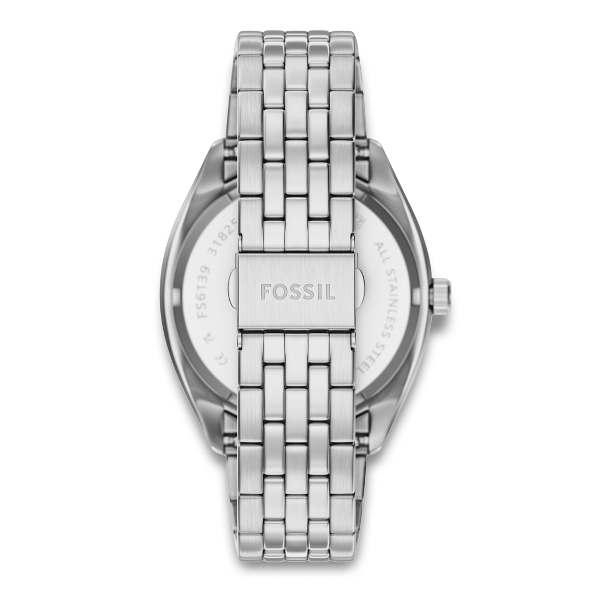 Bagside af Fossil Campbell FS6139 med rustfri stållænke