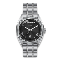 Fossil Campbell herreur 42 mm FS6139 med sort urskive og stållænke