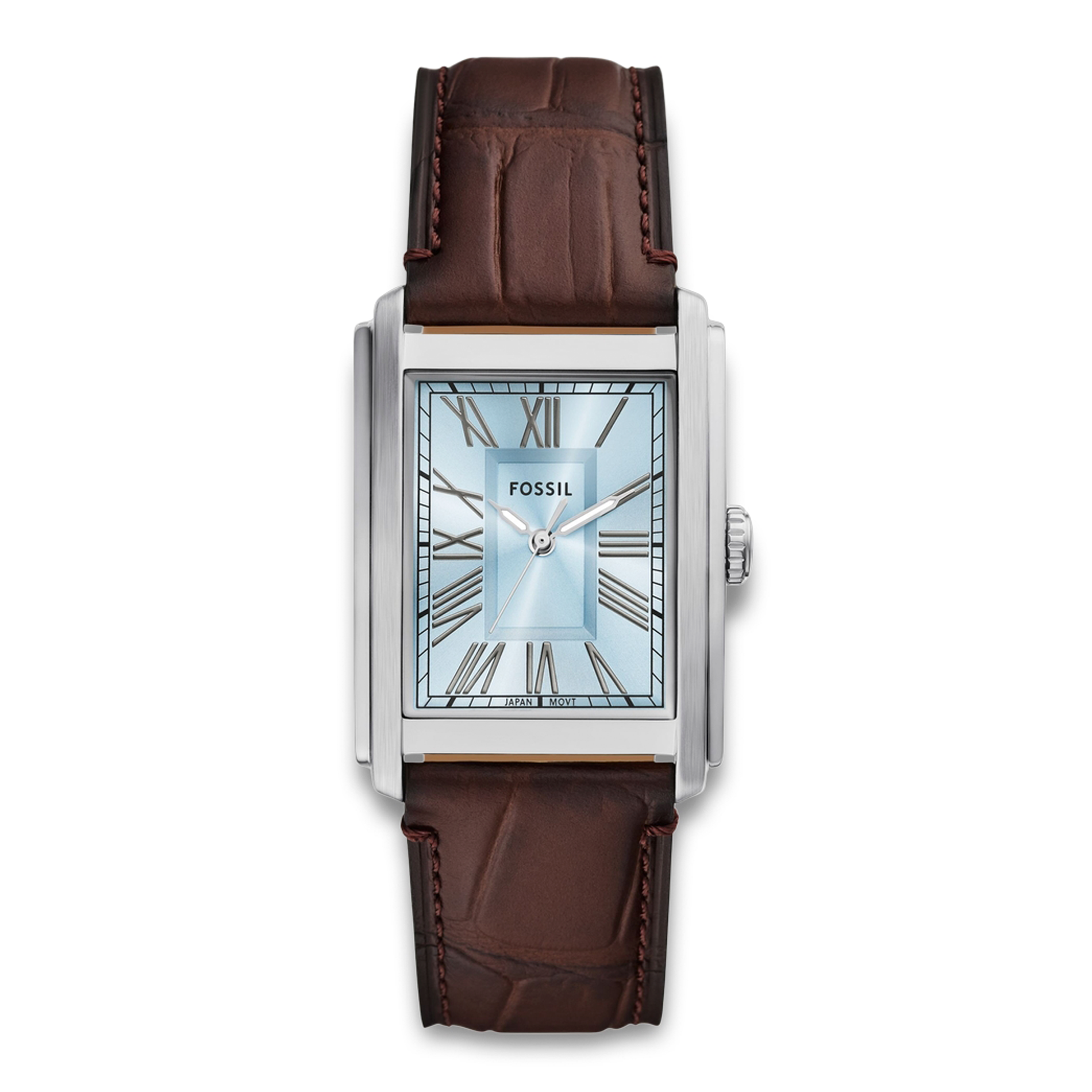 Fossil Carraway herreur 30 mm FS6110 med lyseblå urskive og brun læderrem
