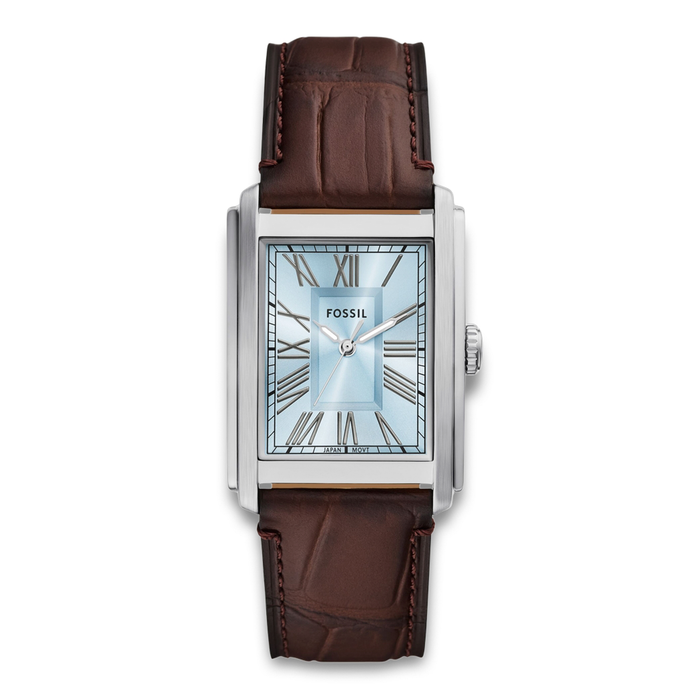 Fossil Carraway herreur 30 mm FS6110 med lyseblå urskive og brun læderrem