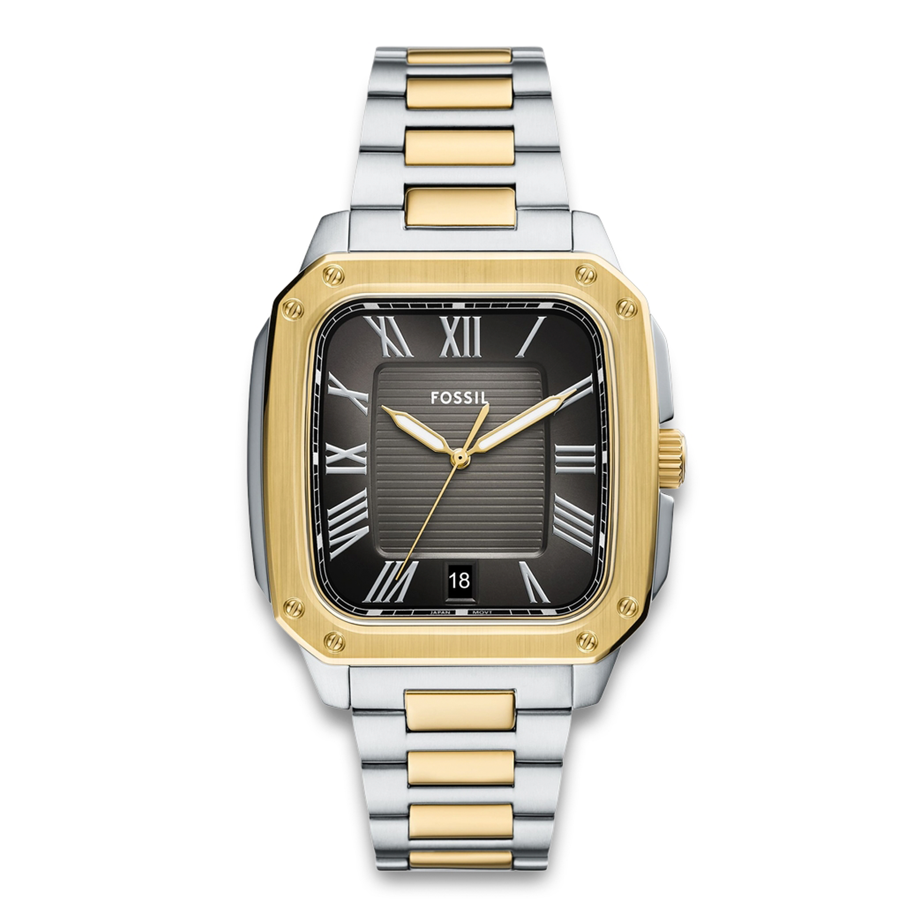 Fossil Crosby herreur 42 mm FS6123 i bicolor stål med sort urskive