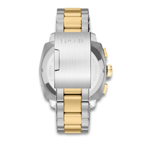 Bagside af Fossil Machine Chronograph FS6159 med tofarvet stållænke og foldespænde