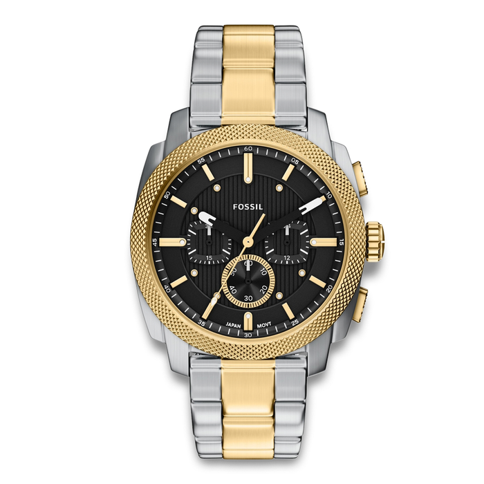 Fossil Machine Chronograph herreur 44 mm FS6159 i stål og guldfarvet rustfrit stål med sort urskive