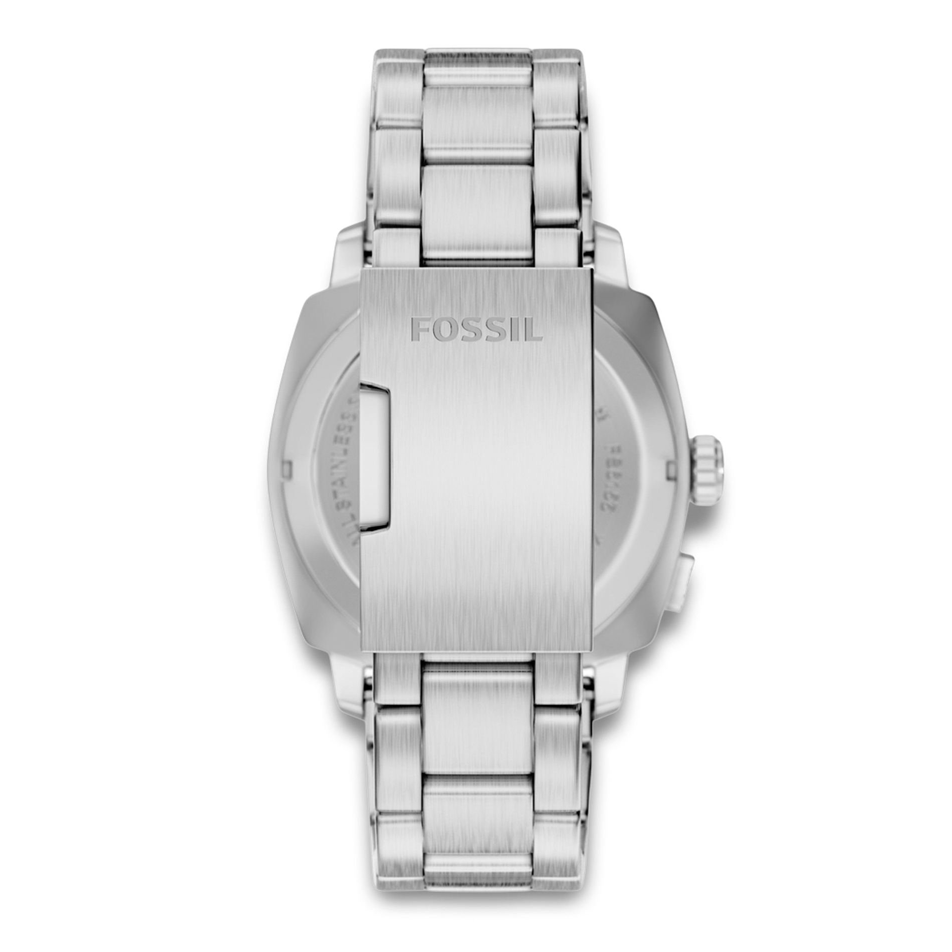 Bagside af Fossil Machine Big Tic FS6155 med stållænke og foldespænde