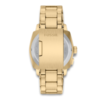 Bagside af Fossil Machine Big Tic FS6157 med guldfarvet stållænke og foldespænde