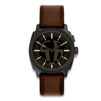 Fossil Machine Big Tic herreur 44 mm FS6165 med sort urkasse og brun læderrem