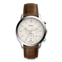 Fossil Neutra herreur 44 mm FS5380 med brun læderrem, lys urskive og kronograffunktion