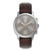 Fossil Neutra herreur 44 mm FS6129 med grå urskive og brun læderrem