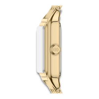 Sideprofil af Fossil Raquel ES5467 med guldfarvet urkasse