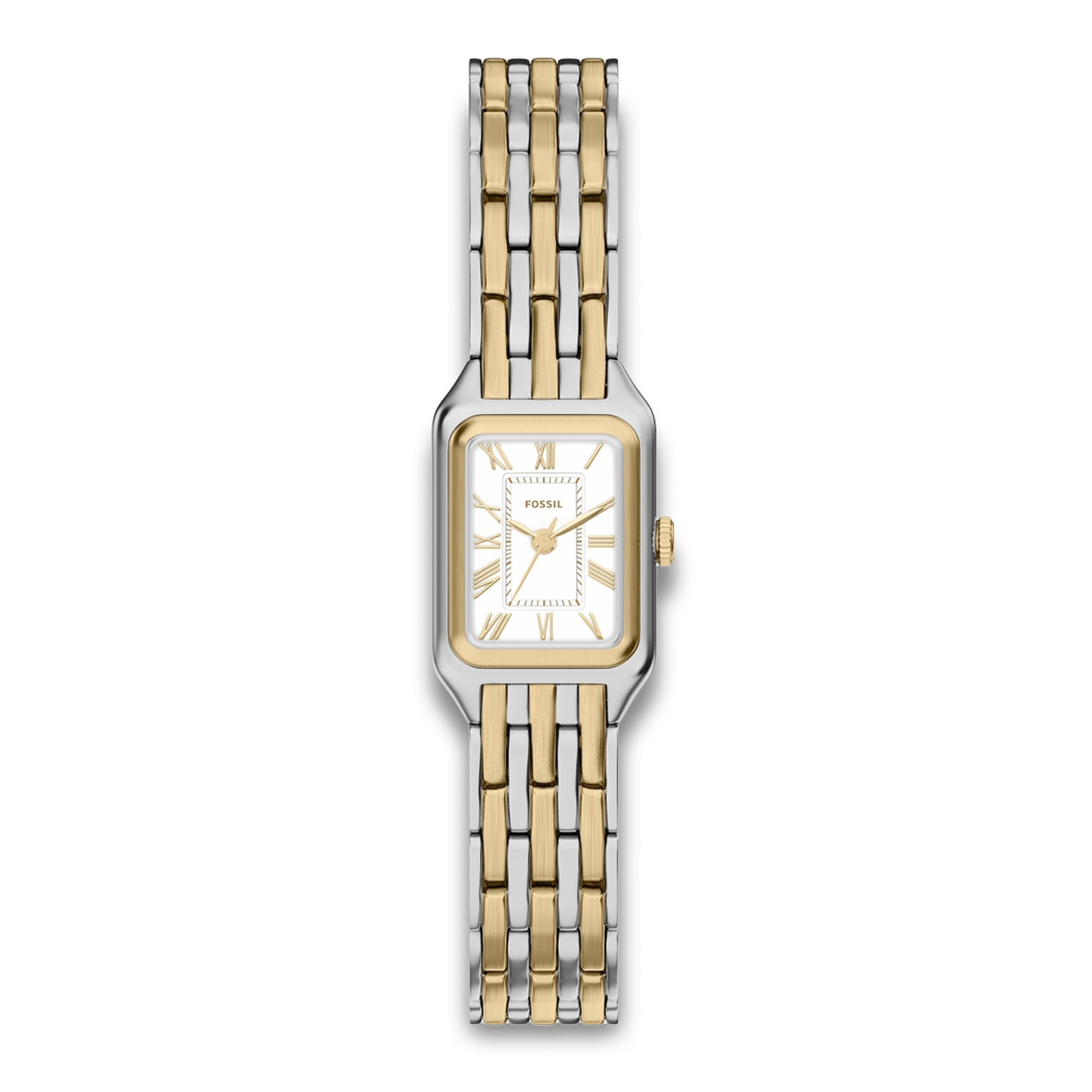 Fossil Raquel dameur 18 mm ES5468 med bicolor stållænke og rektangulær urskive