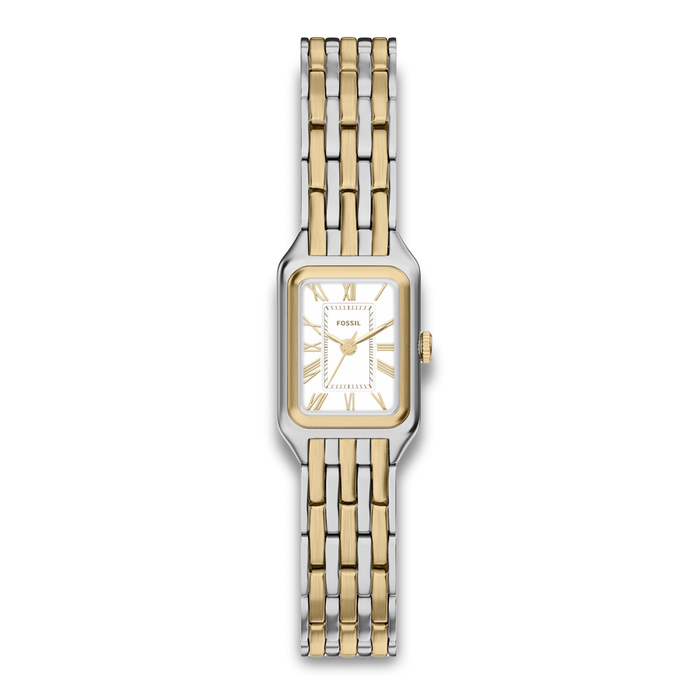 Fossil Raquel dameur 18 mm ES5468 med bicolor stållænke og rektangulær urskive