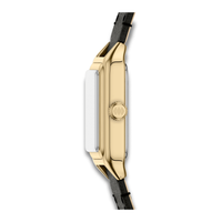 Sideprofil af Fossil Raquel ES5470 med guldfarvet urkasse