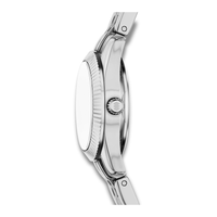 Sideprofil af Fossil Scarlette ES5475 med riflet lynette i rustfrit stål