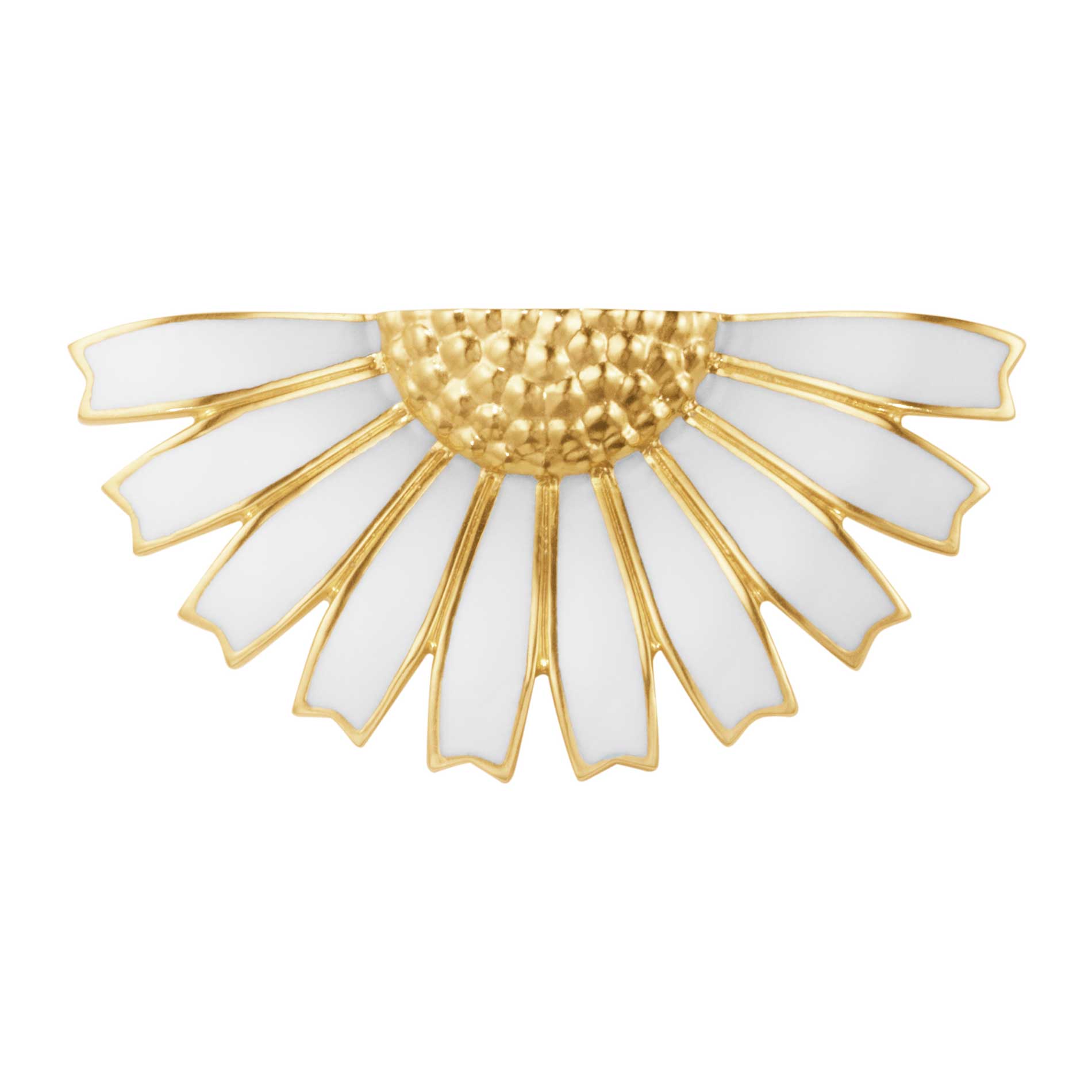 Forgyldt broche med en halv hvid marguerit fra Georg Jensen Daisy