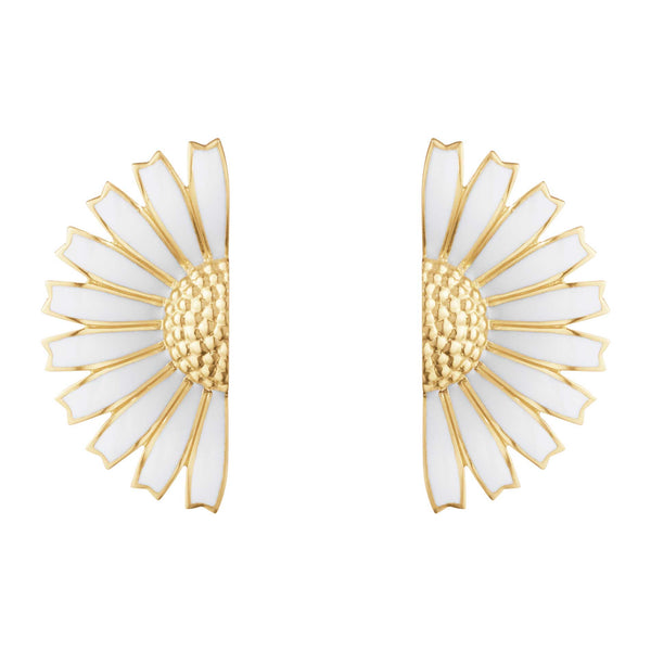 Georg Jensen Daisy Half Flower øreringe forgyldt med halve hvide margueritter