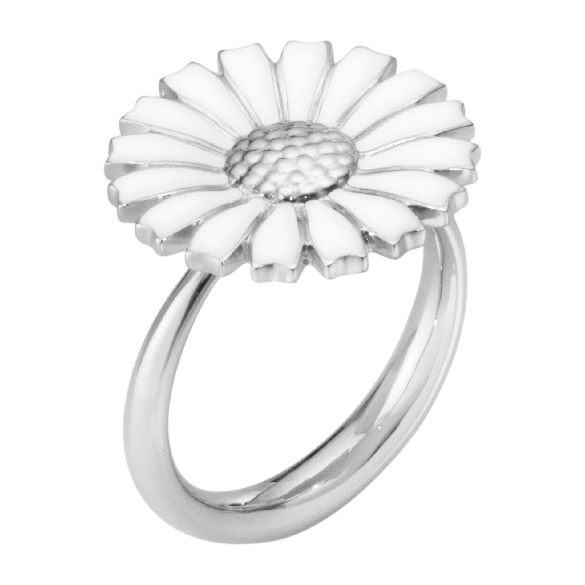 Georg Jensen Daisy ring i sølv med hvid emalje