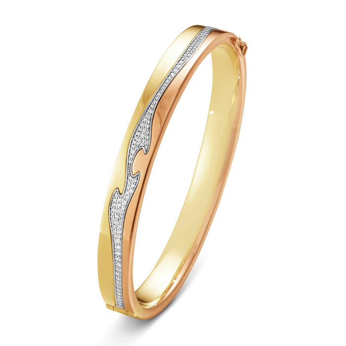 Georg Jensen Fusion armring i guld, hvidguld og rosaguld med diamanter