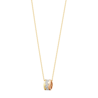 Georg Jensen Fusion halskæde i 18 kt guld, hvidguld og rosaguld med 0,19 ct pavé diamanter