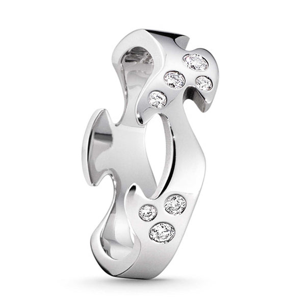Georg Jensen Fusion centerring i 18 karat hvidguld med spredte diamanter, set stående