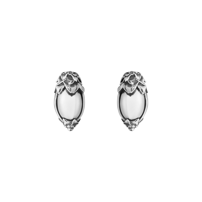 Georg Jensen Heritage 2026 øreklips i oxideret sterlingsølv med naturinspireret design
