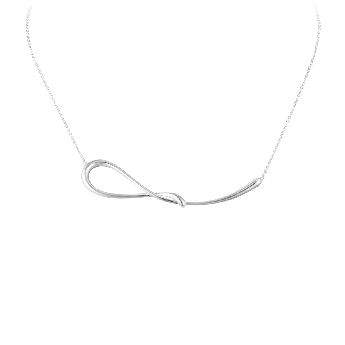 Georg Jensen Mercy halskæde i sterlingsølv med vandret snoet vedhæng