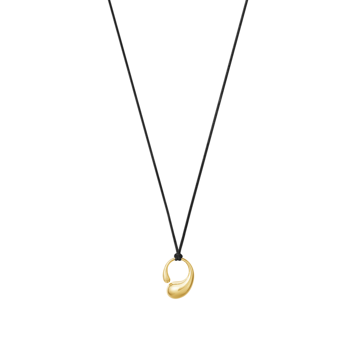 Georg Jensen Mercy lille vedhæng i 18 karat guld med sort justerbar snor