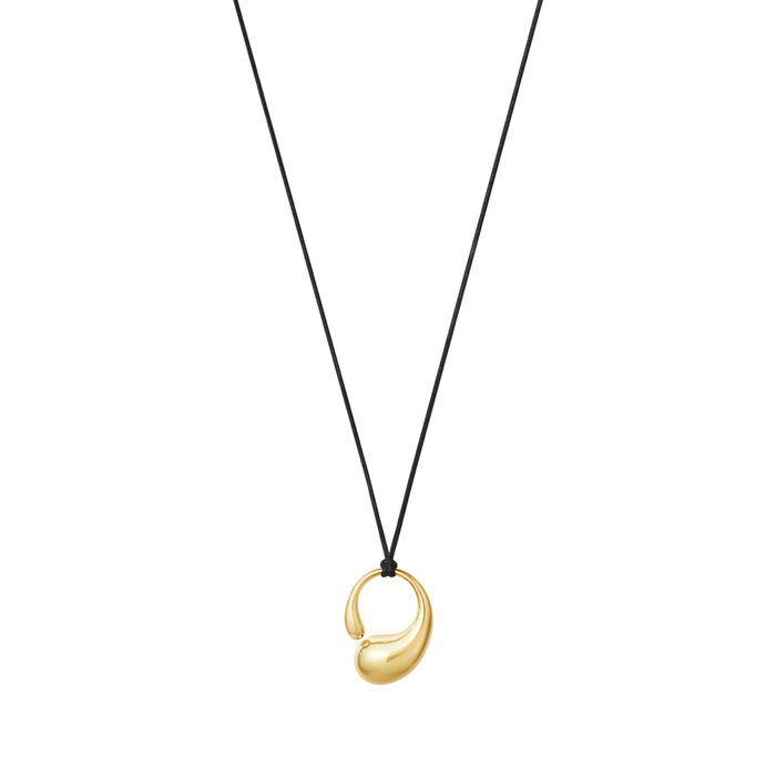 Georg Jensen Mercy medium vedhæng i 18 karat guld med sort justerbar snor