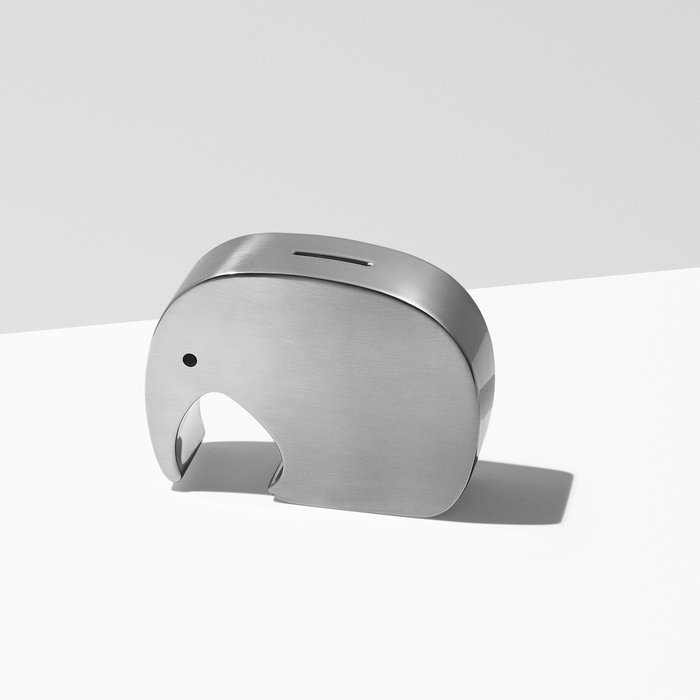 Georg Jensen Moneyphant sparebøsse i mat rustfrit stål designet som elefant