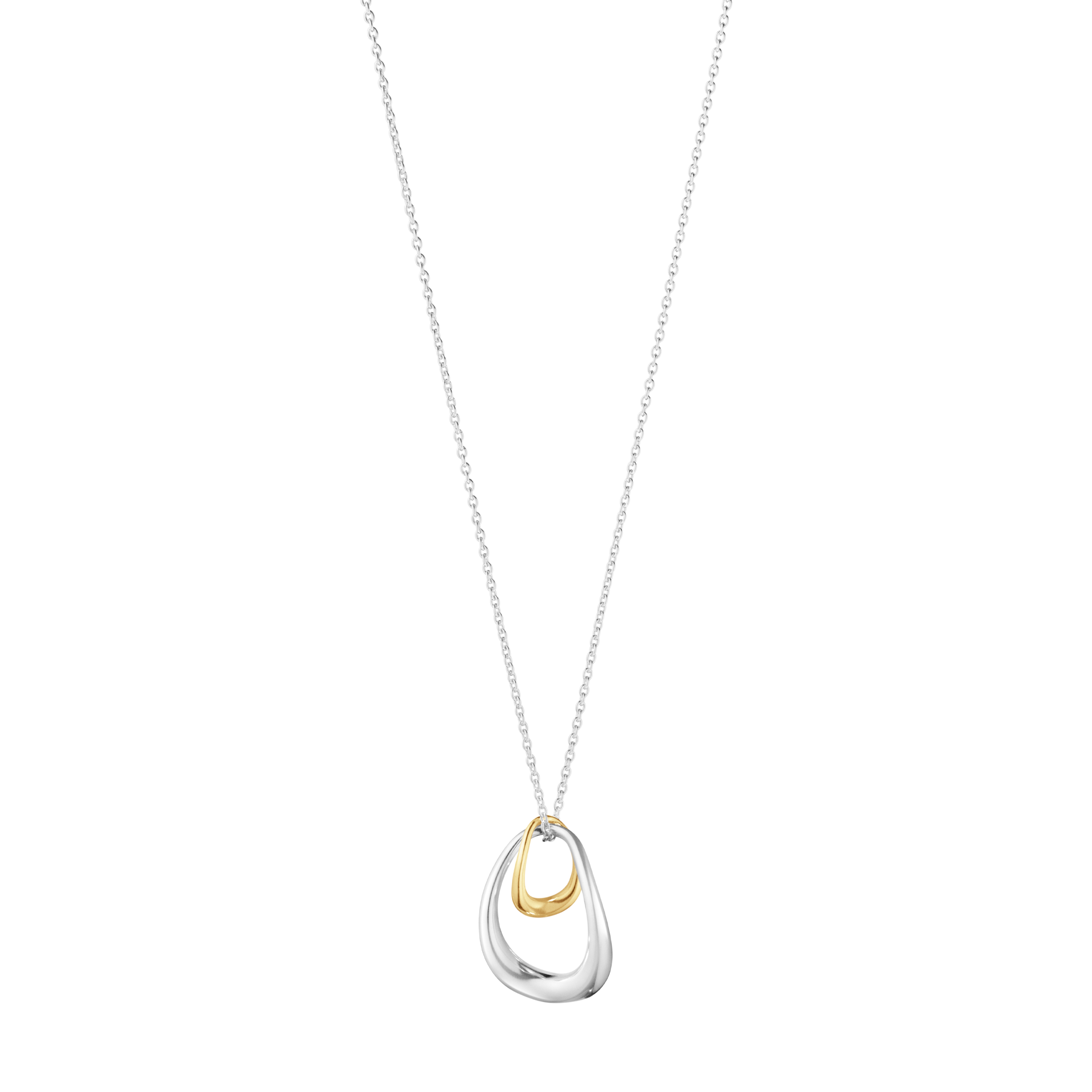 Georg Jensen Offspring halskæde i sterlingsølv og 18 karat guld med organisk vedhæng