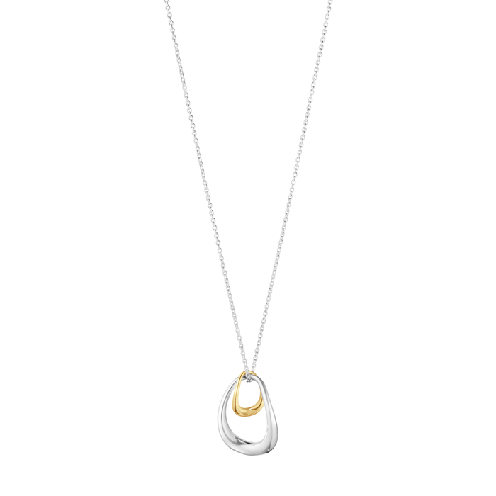 Georg Jensen Offspring halskæde i sterlingsølv og 18 karat guld med organisk vedhæng