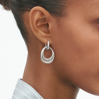 Georg Jensen Offspring medium øreringe i rhodineret sølv med 0,08 ct diamanter