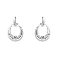 Georg Jensen Offspring medium øreringe i sølv med pavéfatning af diamanter