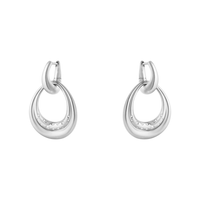 Georg Jensen Offspring medium øreringe i rhodineret sterlingsølv med små diamanter