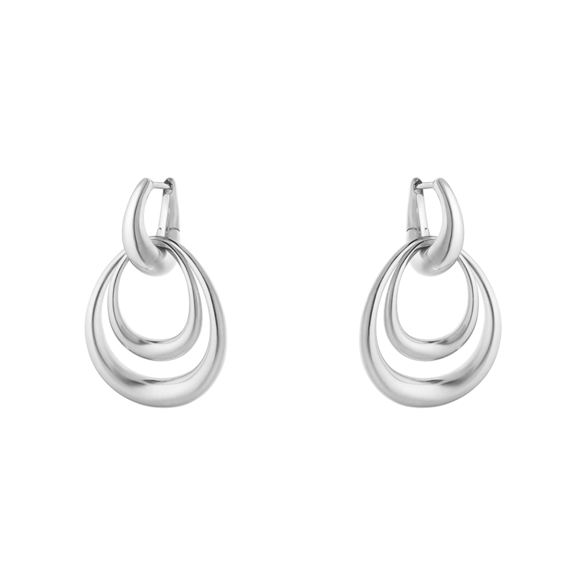 Georg Jensen Offspring medium øreringe i 925 sterlingsølv med tre organiske ringe