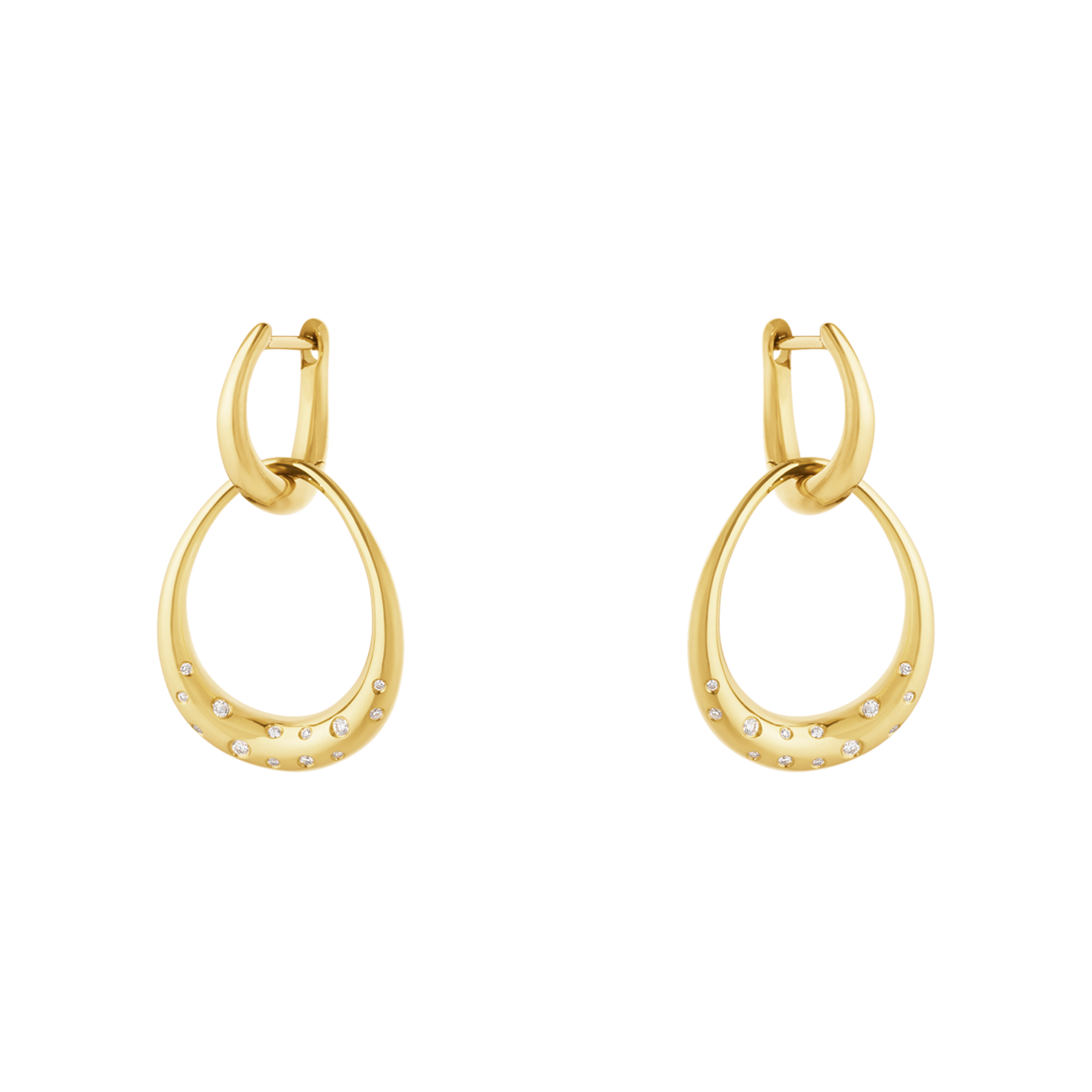 Georg Jensen Offspring øreringe i guld med diamantbesat ring